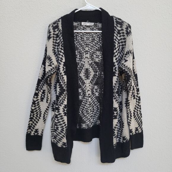 Jolt Cardigan Sweater Womens Small Black Geometric Fall Winter, Casual Boho - Picture 1 of 11